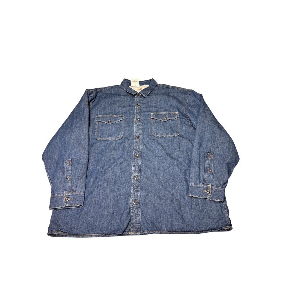 NWT Levis Mens 3XL Sherpa Lined Denim Shirt Jacket Blue Dark Wash 3LMLW163